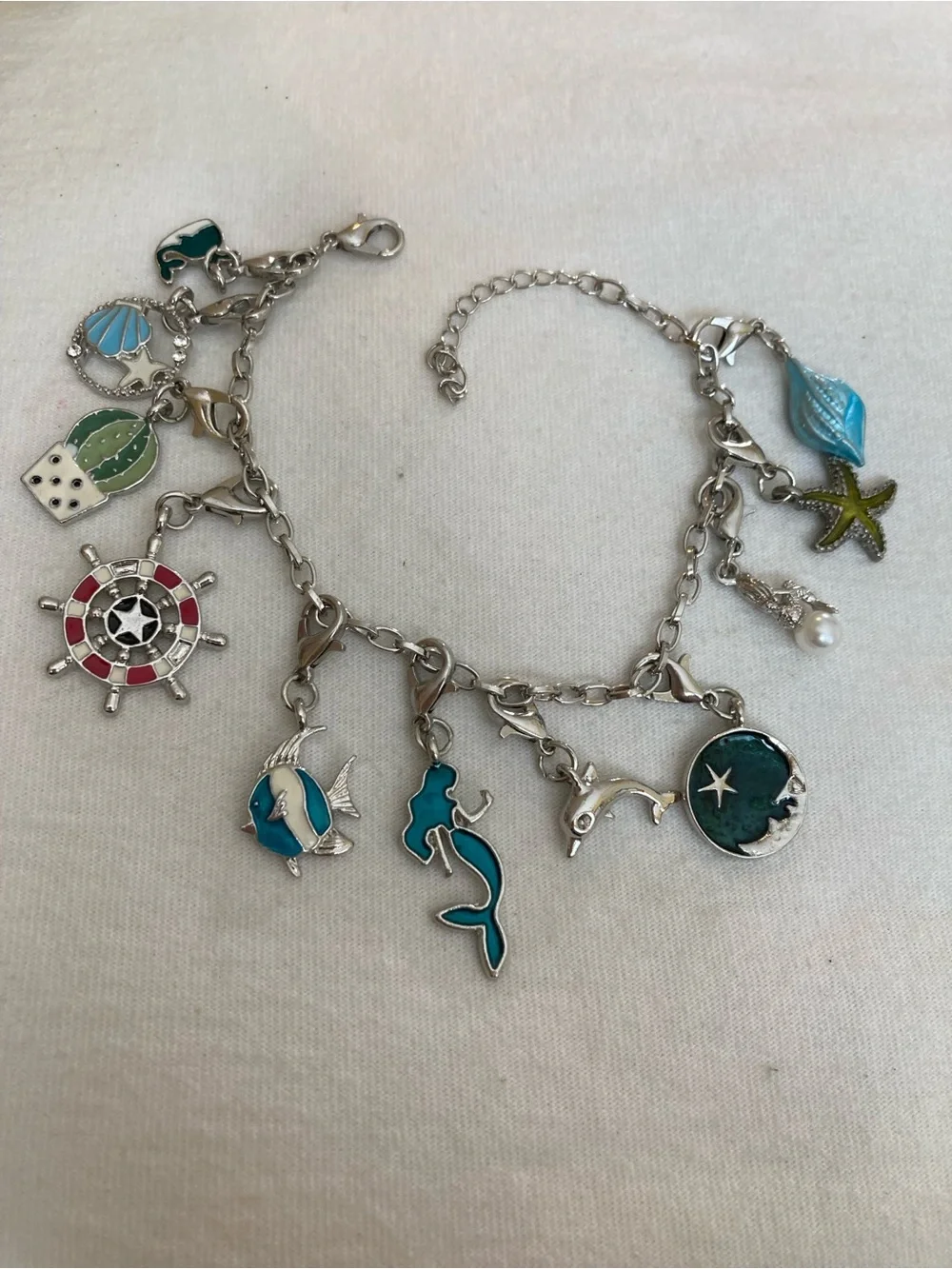 Ocean Sea Beach Charms Bracelet Mermaid Dolphins Nautical